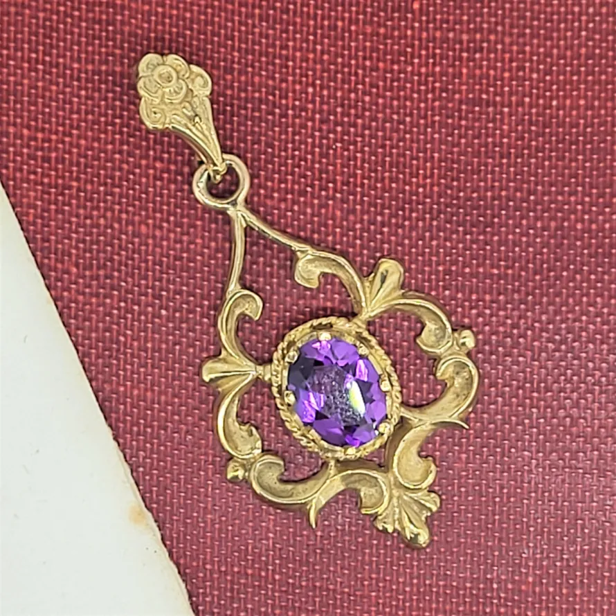 Antique Style Amethyst Pendant-9ct-gold-reproduction-amethyst-pendant.webp