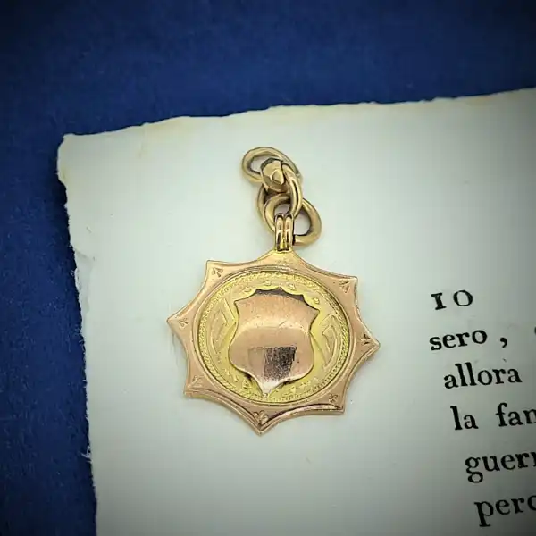 Date 1928! 9ct Rose Gold Shield Pendant/Charm-9ct-rose-gold-shield-fob-pendant.webp