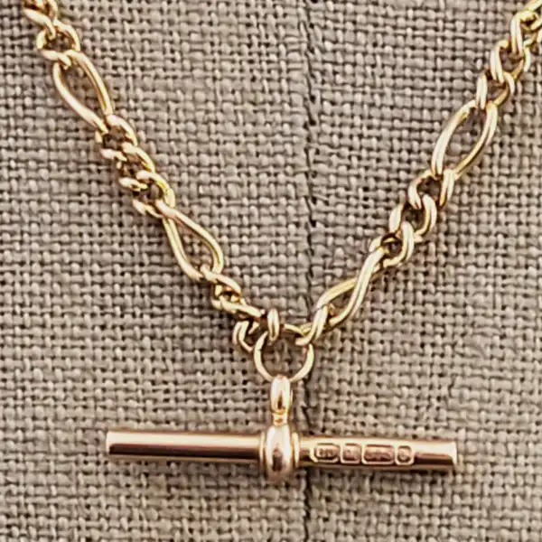 9ct Gold Figaro T-Bar Necklace-9ct-yellow-gold-t-bar-figaro-necklace.webp