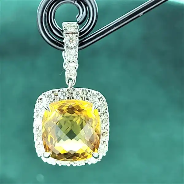 Striking 18ct White Gold Citrine and Diamond Halo Pendant -diamond-and-citrine-halo-pendant.webp