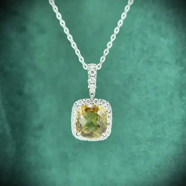  Thumbnail of Striking 18ct White Gold Citrine and Diamond Halo Pendant 