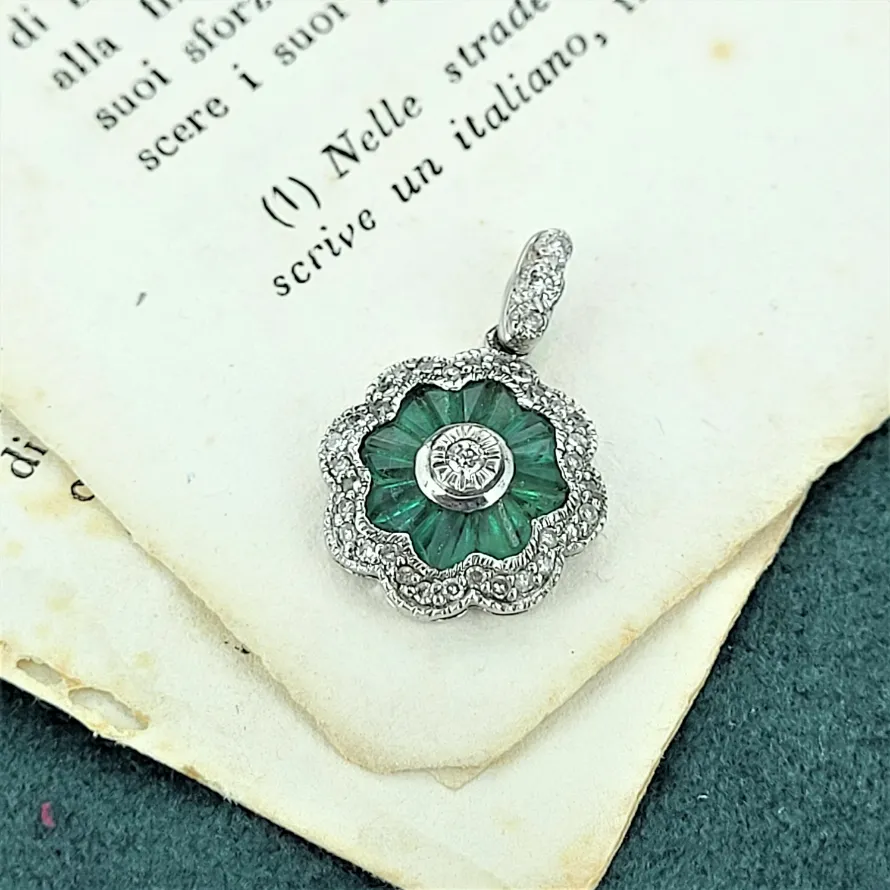 Art Deco Style Diamond & Emerald Pendant-emerald-art-deco-pendant.webp