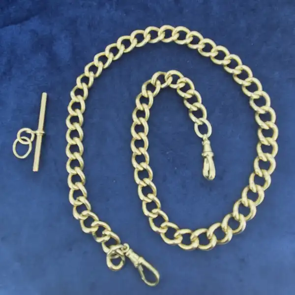 Heavy 9ct Gold Curb Chain with Rolling and Removable T-Bar-heavyweight-albert-chain-in-9ct-yellow-gold.webp