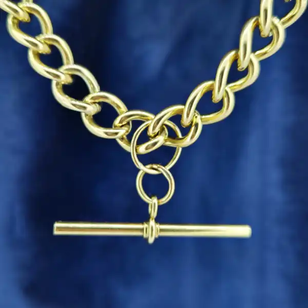 Heavy 9ct Gold Curb Chain with Rolling and Removable T-Bar-heavyweight-albert-chain-in-9ct-yellow-gold.webp