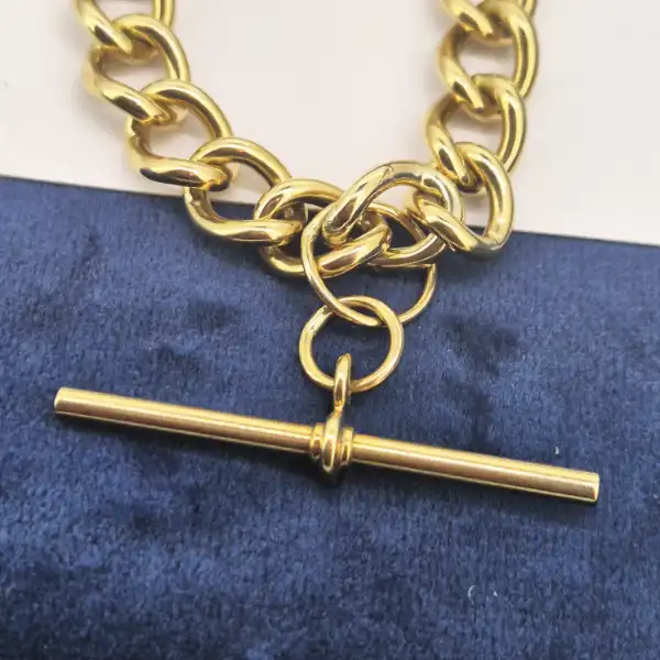 Heavy 9ct Gold Curb Chain with Rolling and Removable T-Bar-heavyweight-albert-chain-in-9ct-yellow-gold.webp