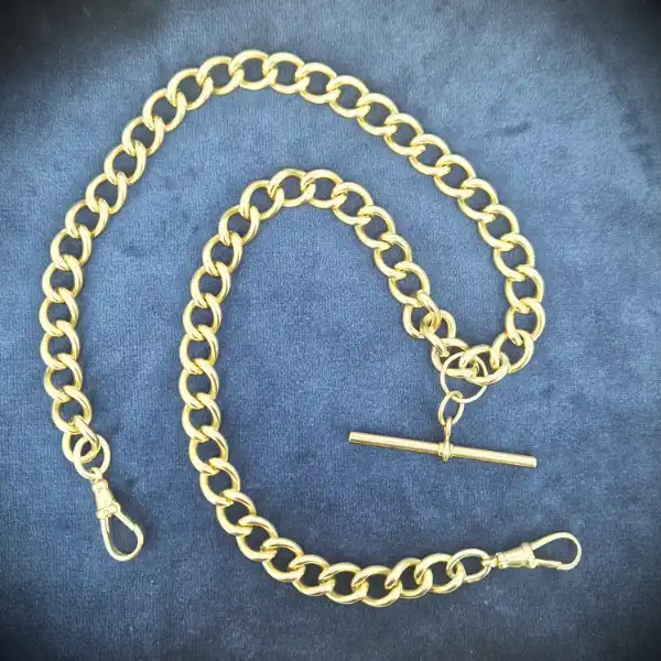  Thumbnail of Heavy 9ct Gold Curb Chain with Rolling and Removable T-Bar