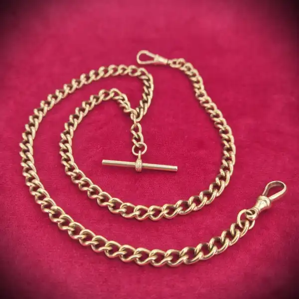  Thumbnail of Antique Yellow Gold Albert Necklace with T-Bar