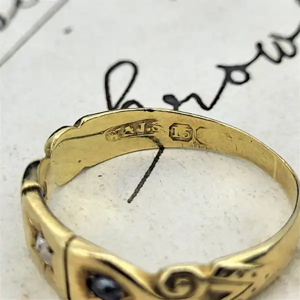 15ct Antique Sapphire & Diamond Ring-15ct-gold-sapphire-diamond-ring.webp