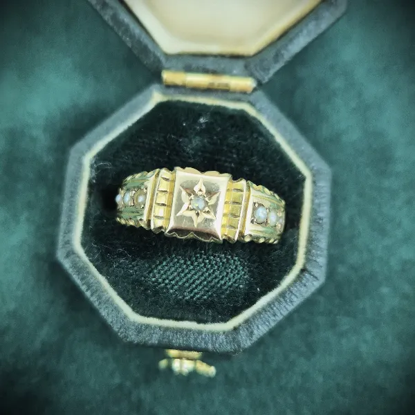 Engagement Rings Ireland  - Date 1895! 15ct Seed Pearl Ring with Chester Hallmark