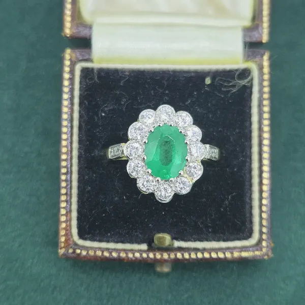 Emerald & Diamond Victorian Style Cluster Ring in 18ct Yellow Gold-18ct-and-plat-emerald-diamond-victorian-cluster-ring.webp