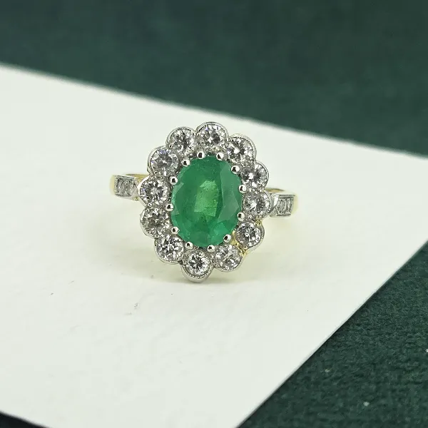 Emerald & Diamond Victorian Style Cluster Ring in 18ct Yellow Gold-18ct-and-plat-emerald-diamond-victorian-cluster-ring.webp