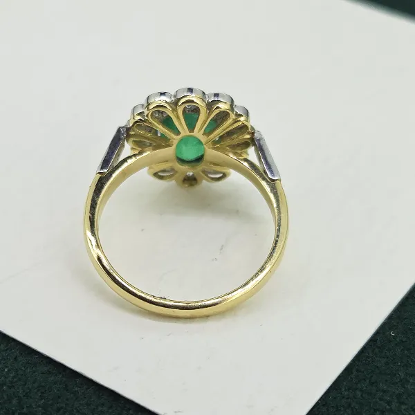 Emerald & Diamond Victorian Style Cluster Ring in 18ct Yellow Gold-18ct-and-plat-emerald-diamond-victorian-cluster-ring.webp