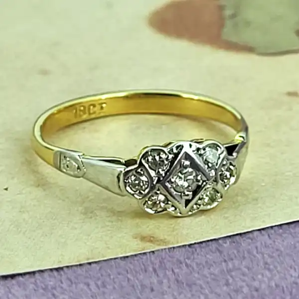 18ct Gold & Platinum Antique Diamond Ring-18ct-and-platinum-antique-diamond-dress-ring.webp