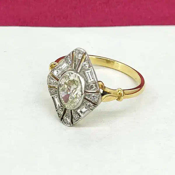 18ct Yellow Gold Art Deco 1.35ct Oval Cut Diamond Ring-18ct-and-platinum-art-deco-oval-cut-diamond-ring.webp