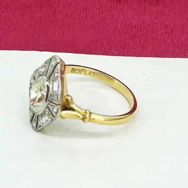 18ct Yellow Gold Art Deco 1.35ct Oval Cut Diamond Ring-18ct-and-platinum-art-deco-oval-cut-diamond-ring.webp