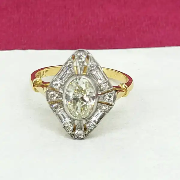 18ct Yellow Gold Art Deco 1.35ct Oval Cut Diamond Ring-18ct-and-platinum-art-deco-oval-cut-diamond-ring.webp