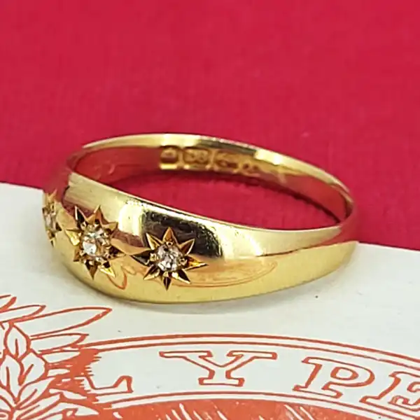 18ct Yellow Gold Old Cut Diamond Three Stone Ring-18ct-antique-gypsy-style-diamond-ring.webp