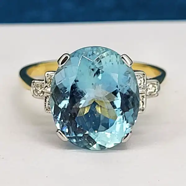 6ct+ Aquamarine & Diamond Ring in 18ct Yellow Gold-18ct-aquamarine-diamond-ring-6cts.webp