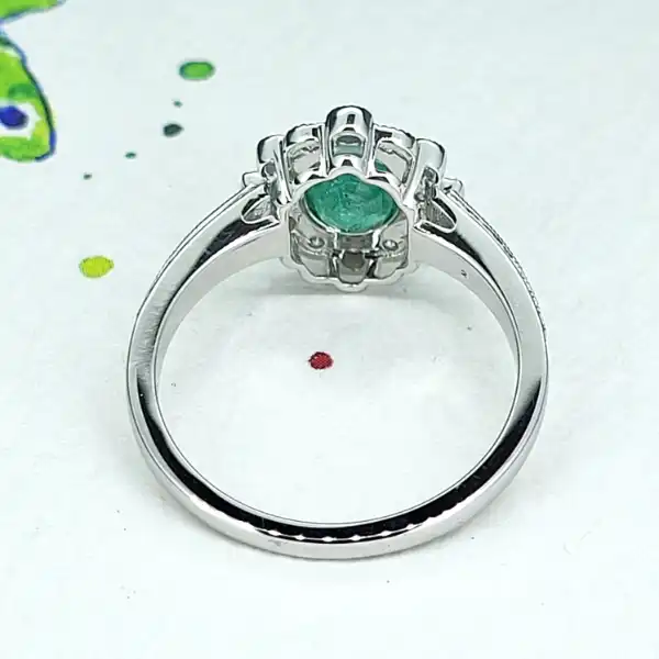 18ct White Gold Emerald & Diamond Cluster Ring-18ct-emerald-diamond-flower-cluster-ring.webp