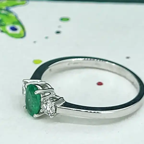 18ct White Gold Emerald & Diamond Trilogy Ring-18ct-emerald-diamond-trilogy-ring.webp