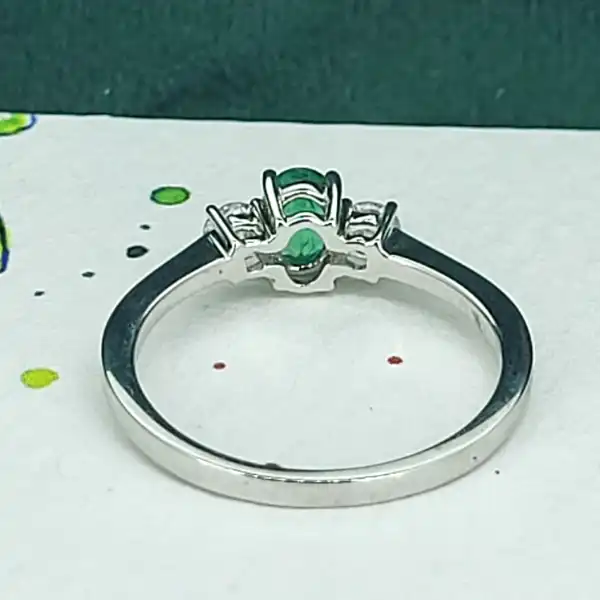 18ct White Gold Emerald & Diamond Trilogy Ring-18ct-emerald-diamond-trilogy-ring.webp