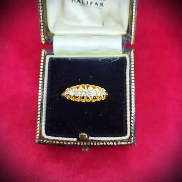  Thumbnail of Date 1902! Diamond Boat Ring in 18ct Yellow Gold