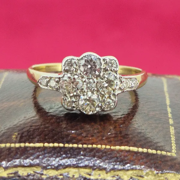18ct Yellow Gold Fancy Diamond Ring weighing 0.75cts-18ct-gold-diamond-cluster-ring-0.75cts.webp