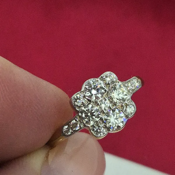 18ct Yellow Gold Fancy Diamond Ring weighing 0.75cts-18ct-gold-diamond-cluster-ring-0.75cts.webp