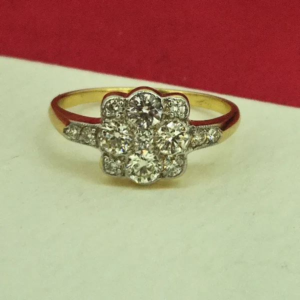 18ct Yellow Gold Fancy Diamond Ring weighing 0.75cts-18ct-gold-diamond-cluster-ring-0.75cts.webp