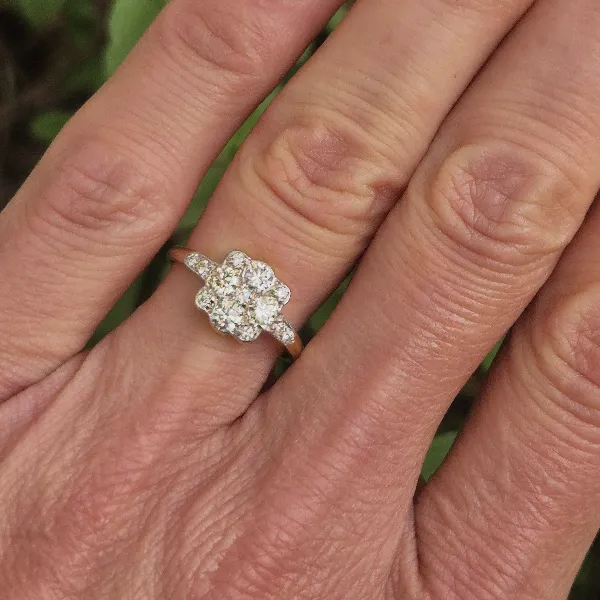18ct Yellow Gold Fancy Diamond Ring weighing 0.75cts-18ct-gold-diamond-cluster-ring-0.75cts.webp