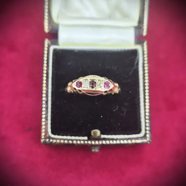  Thumbnail of Date 1924! Ruby & Diamond Boat Ring