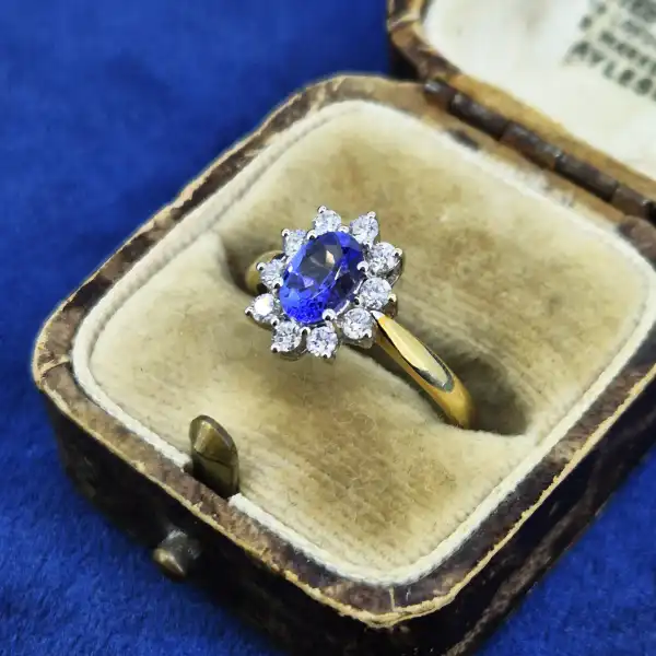 18ct Gold Sapphire & Diamond Cluster Ring-18ct-gold-sapphire-diamond-star-cluster-ring.webp