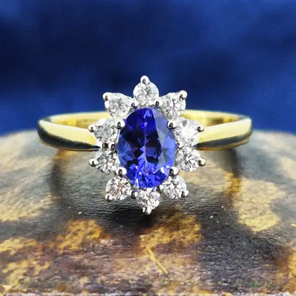 18ct Gold Sapphire & Diamond Cluster Ring-18ct-gold-sapphire-diamond-star-cluster-ring.webp