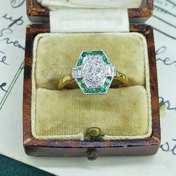 Fancy 18ct Gold Emerald & Diamond Ring-18ct-hexagon-emerald-and-diamond-ring.webp