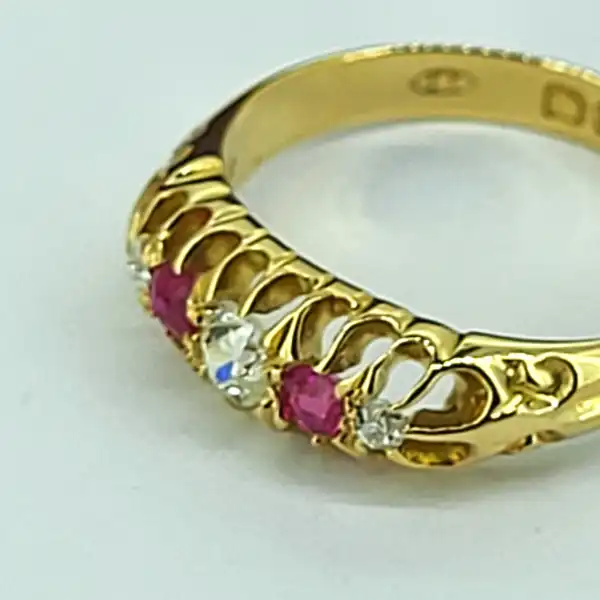 Date 1906! 18ct Antique Ruby & Diamond Boat Ring-18ct-ruby-and-diamond-boat-ring-from-1906.webp