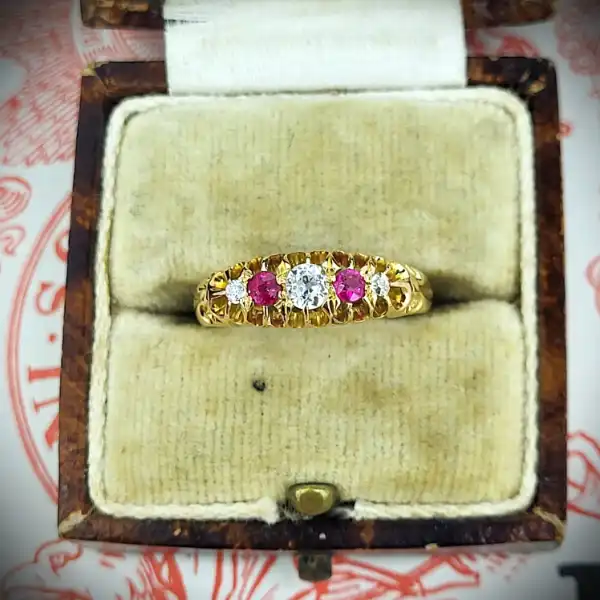 18ct-ruby-and-diamond-boat-ring-from-1906 -rings