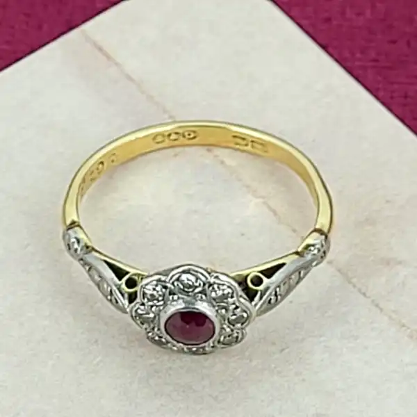 18ct Yellow Gold Dainty Ruby & Diamond Cluster-18ct-ruby-and-diamond-daisy-cluster-ring.webp