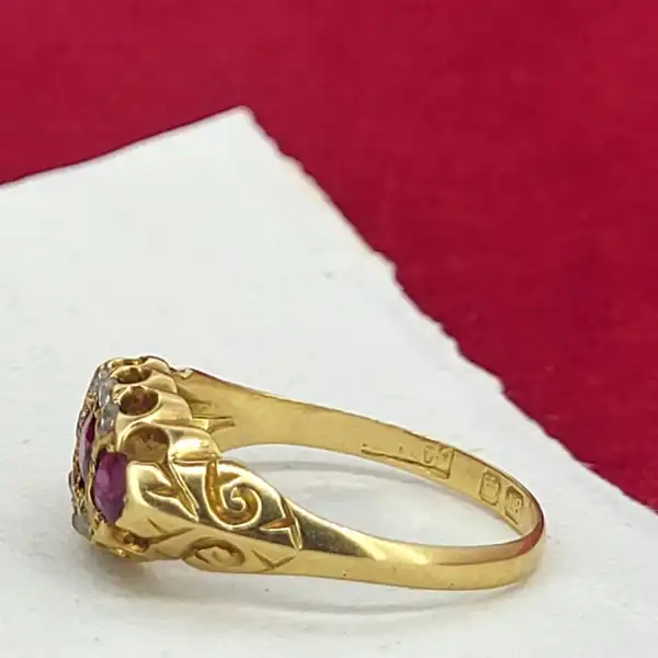 Antique Ruby & Diamond Ring in 18ct Gold-18ct-ruby-diamond-antique-dress-ring.webp