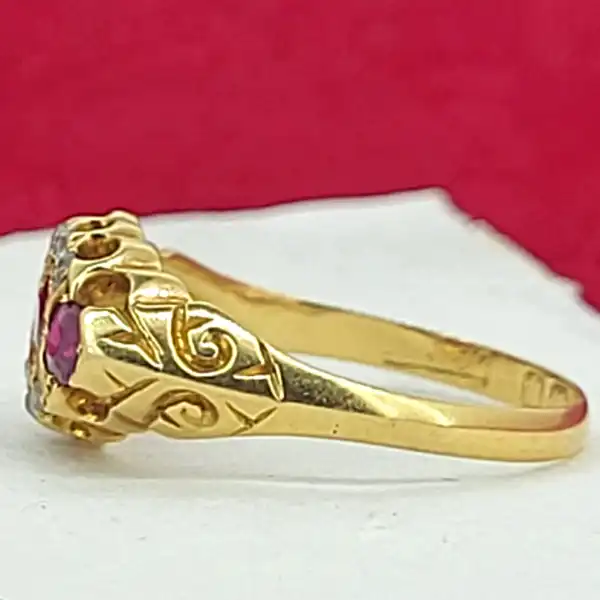 Antique Ruby & Diamond Ring in 18ct Gold-18ct-ruby-diamond-antique-dress-ring.webp