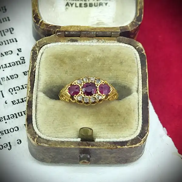 18ct-ruby-diamond-antique-dress-ring -rings
