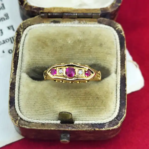 Date 1922! 18ct Antique Diamond & Ruby Ring-18ct-ruby-diamond-antique-ring-from-1922.webp