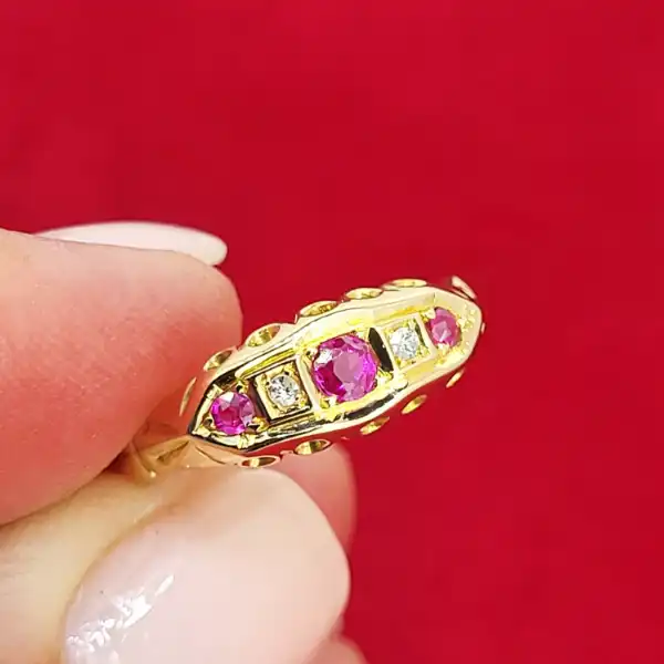 Date 1922! 18ct Antique Diamond & Ruby Ring-18ct-ruby-diamond-antique-ring-from-1922.webp