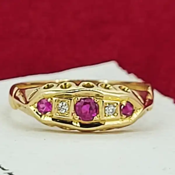 Date 1922! 18ct Antique Diamond & Ruby Ring-18ct-ruby-diamond-antique-ring-from-1922.webp