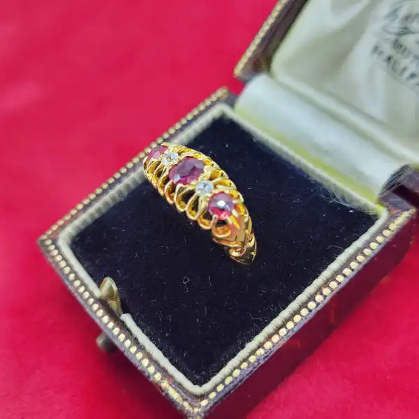 Date 1911! 18ct Gold Ruby & Diamond Boat Ring-18ct-ruby-diamond-boat-ring-1911.webp