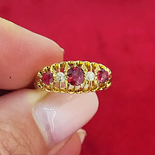 Date 1911! 18ct Gold Ruby & Diamond Boat Ring-18ct-ruby-diamond-boat-ring-1911.webp