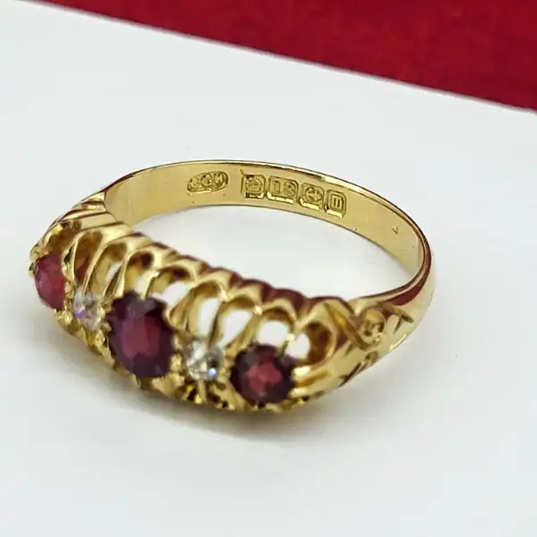 Date 1911! 18ct Gold Ruby & Diamond Boat Ring-18ct-ruby-diamond-boat-ring-1911.webp