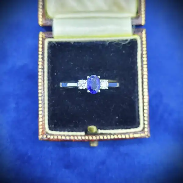  Thumbnail of Sapphire and Diamond Three Stone Ring