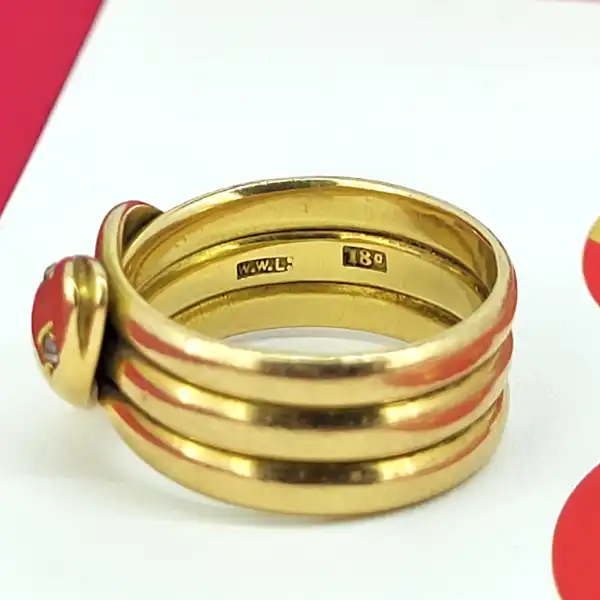18ct Gold Snake Ring with Diamond Eyes-18ct-snake-ring-with-diamond-eyes.webp