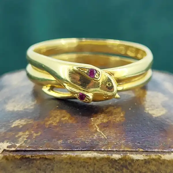 Date 1920-1921! 18ct Gold and Ruby Snake Ring-18ct-snake-ring-with-ruby-eyes.webp