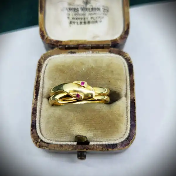  Thumbnail of Date 1920-1921! 18ct Gold and Ruby Snake Ring